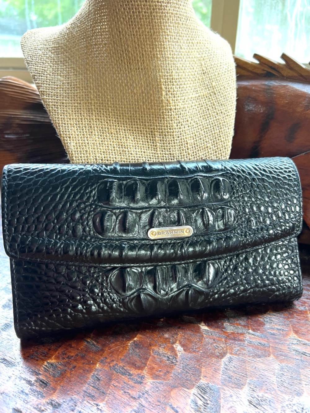 Brahmin Modern Croc 🐊 Cordilia Tri-Fold Wallet Melbourne Collection Excellent